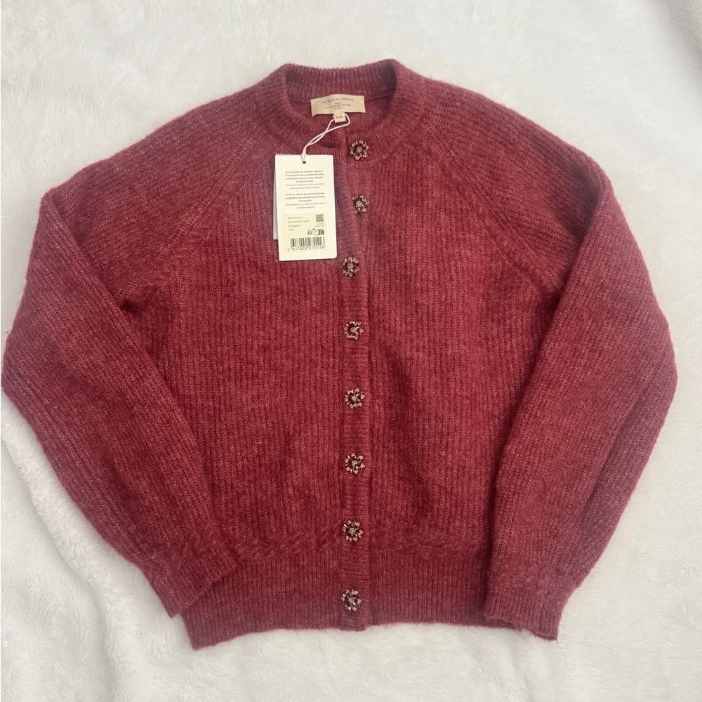 Sezane OTHELLO CARDIGAN sweater rosewood XXS / New with tag - Picture 4 of 10